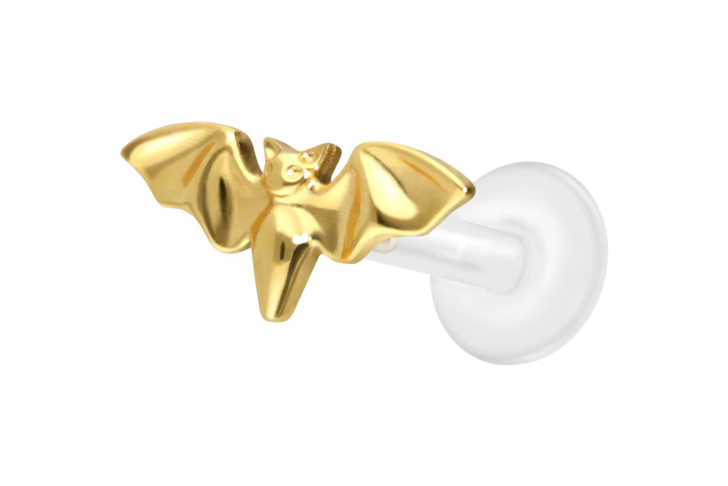 PTFE Labret Piercing mit Innengewinde + Titan-Aufsatz FLEDERMAUS